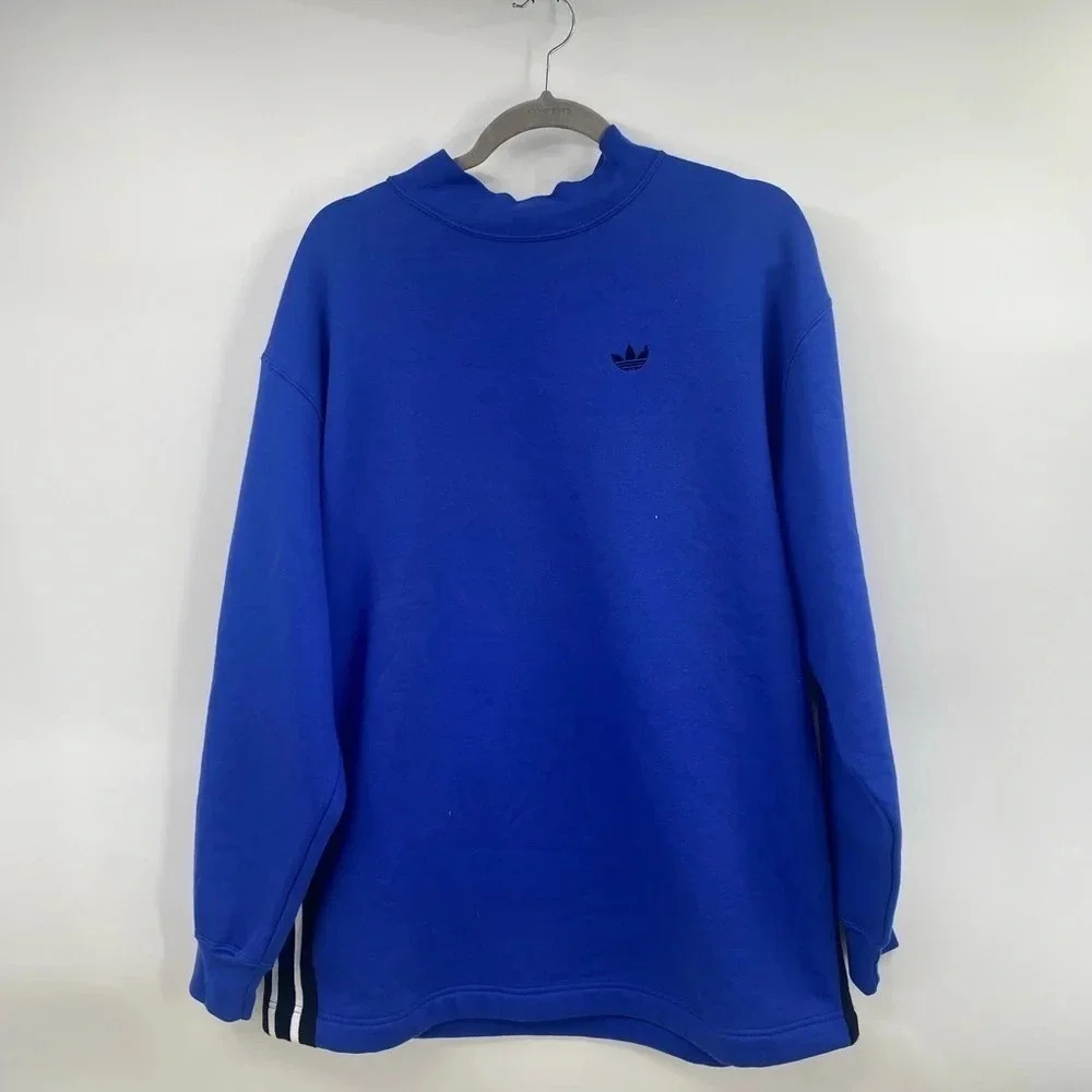 Adidas VTG Sweatshirt Women Sz Medium  blue Pullover Sweater Made in USA 90s